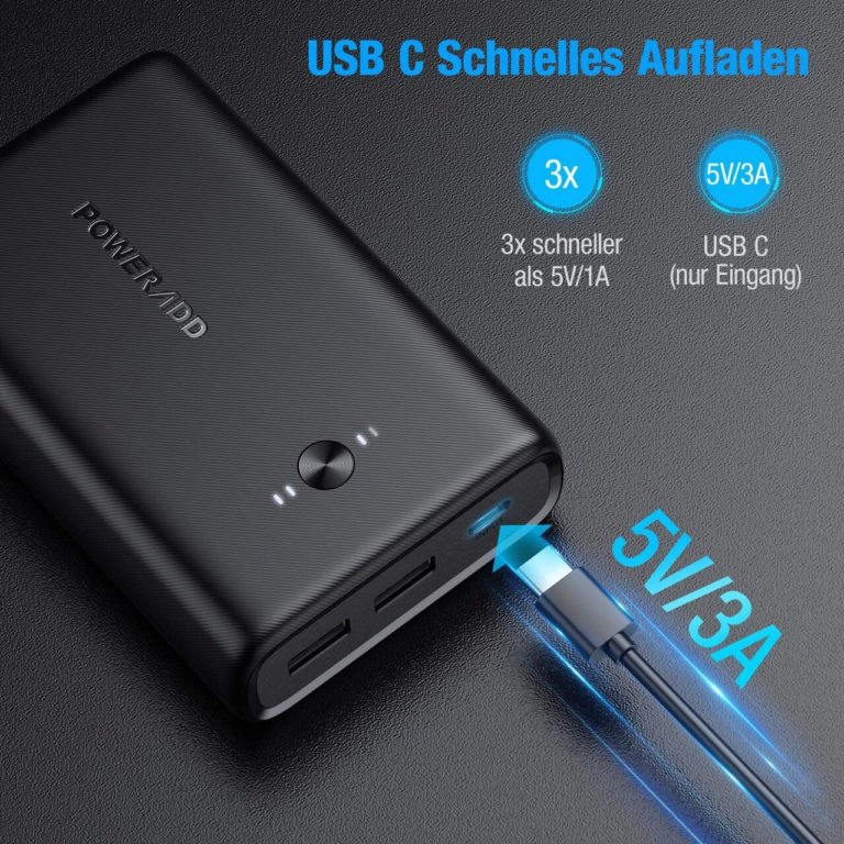 Poweradd Mah Powerbank Mit W Und Ports Bei Amazon