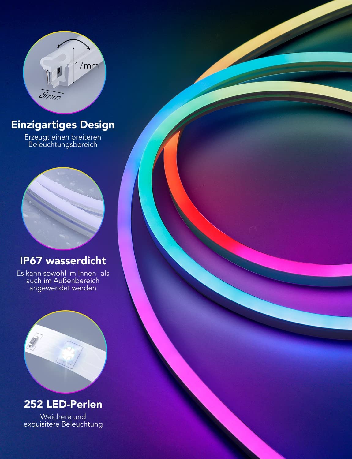 Govee LED Strip 5m, Bluetooth RGB LED Streifen mit App-Steuerung