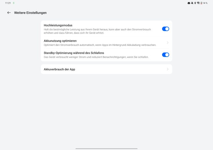 OnePlus Pad 2 Hochleistungsmodus Einstellungen