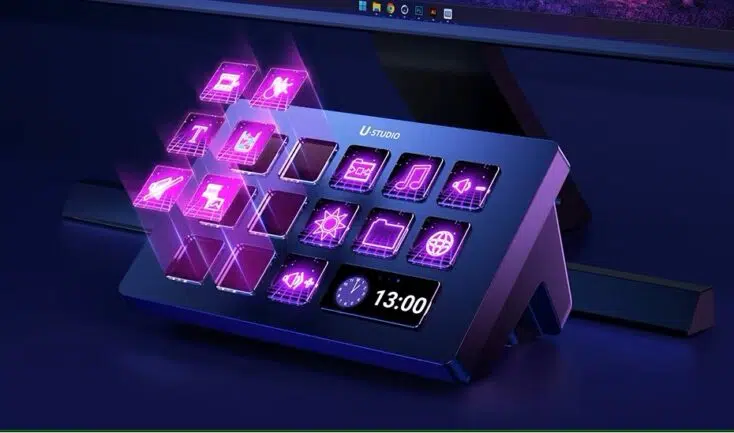 Ulanzi D200 Stream Deck. Tasten im Sythwave-Design.