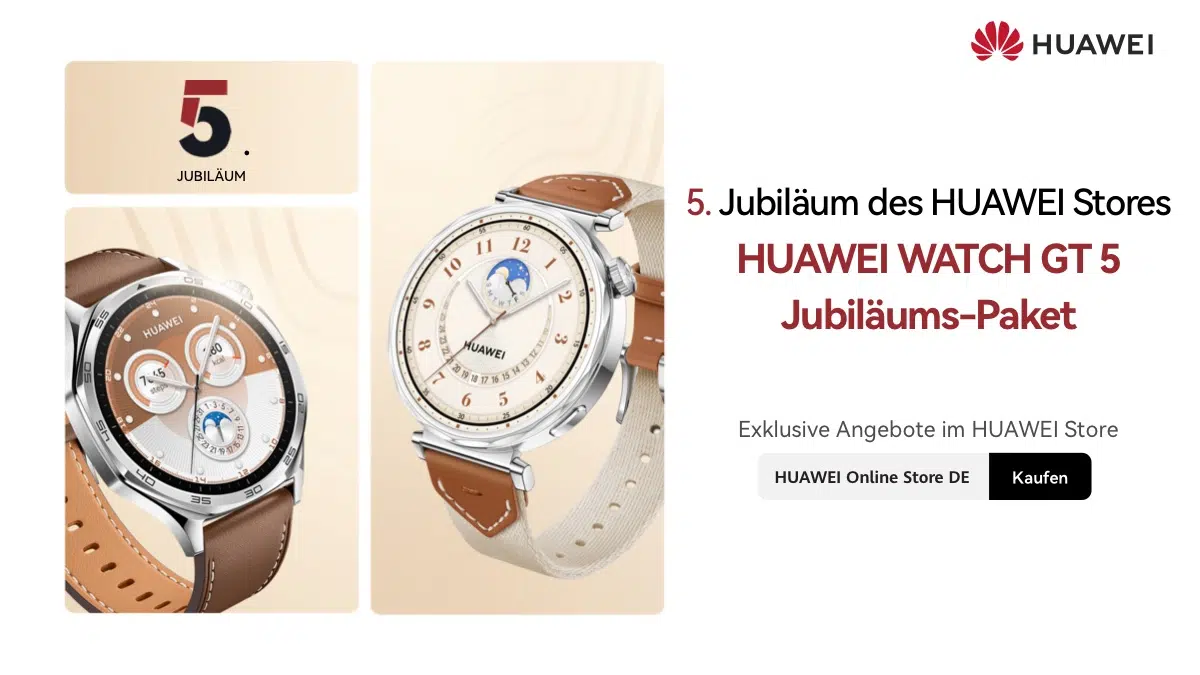 Huawei Watch GT 5 Pro im Bundle sichern: 2. Smartwatch günstiger dank Huaweis Jubiläum